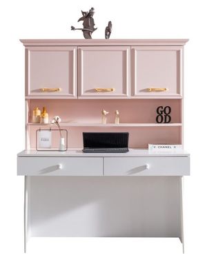 Schreibtisch mit Aufsatz Rosa 2-teilig Wei/Rosa
