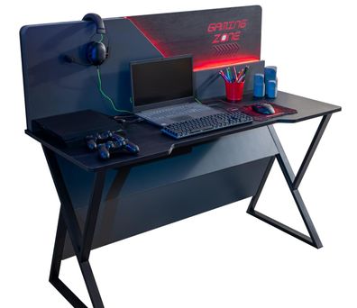 Kinder Schreibtisch Game Zone mit LED - Gamer Tisch in Schwarz