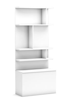 Bücherregal Royal Plus mit Staufach 100 cm Weiß Hochglanz