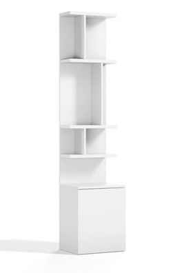 Bücherregal Royal Plus mit Staufach 50 cm Weiß Hochglanz