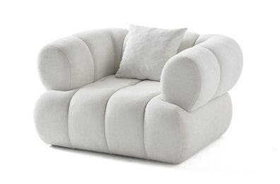 Design Sessel Petra mit weichem Stoffbezug in Weiß