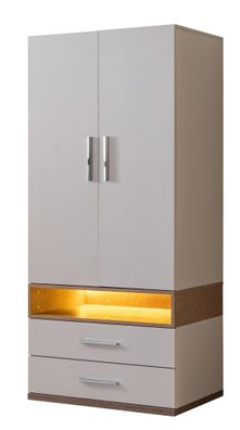 Kleiderschrank Milano 2-türig in Nussbaum/Weiß