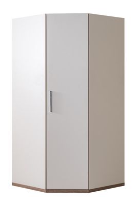 Eckkleiderschrank Milano 1-türig in Nussbaum/Weiß