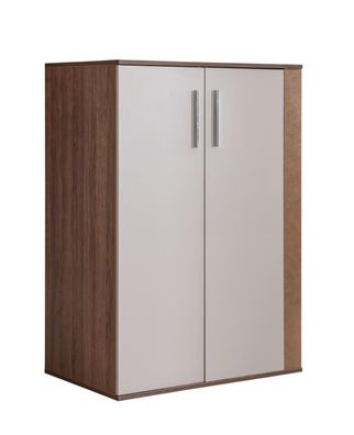 Kleiderschrank 2-türig mit Kleiderstange Milano in Nussbaum/Weiß