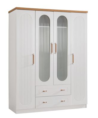 Kleiderschrank Vita Bohem 4-türig in Weiß/Holzoptik