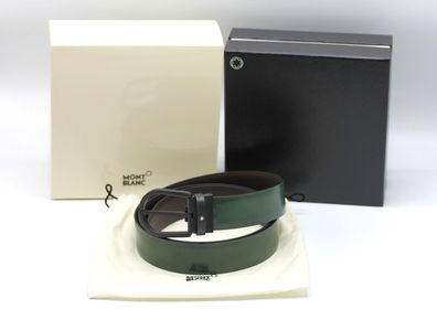 Montblanc Ledergürtel / Grün / 35 mm / 120 cm Lang / Id 129428 / NEU & OVP