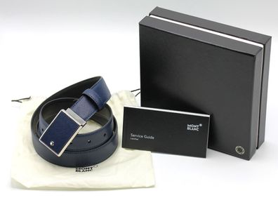 Montblanc Gürtel / Leder / Indigo-Saffiano-Print / 3 x 120 cm / Id 114434 / NEU