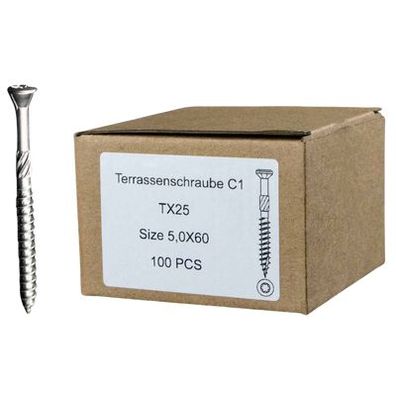 100 Stück Terrassenschrauben aus Edelstahl 5x60 mit Torx Kopf