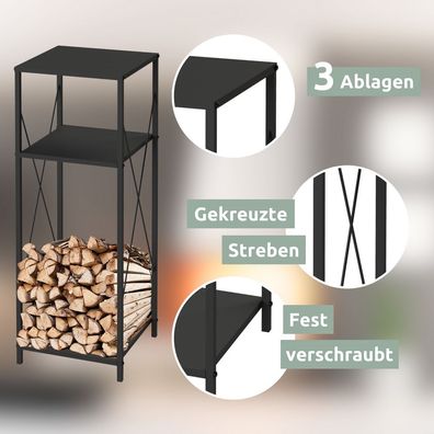 Kaminholzregal mit Ablage