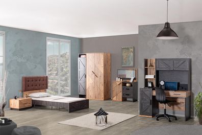 Jugendzimmer-Set Atlantik 5-teilig in Holzoptik &amp; Grau