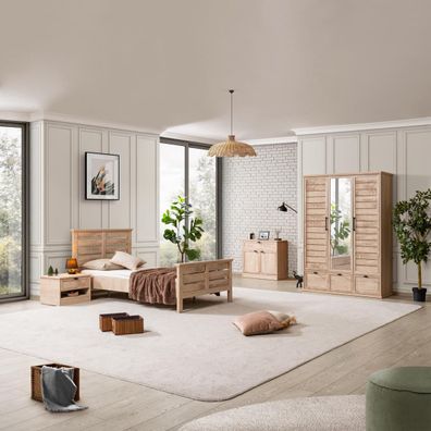 Jugendzimmer-Set Polo 4-teilig mit Kommode in Eiche Holzoptik