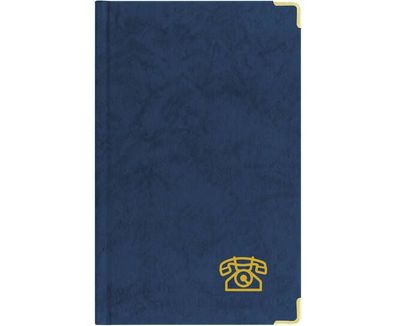 Adress- und Telefonbuch BLAU Messingecken goldfarben 13 x 20,5 cm 72 Seiten Stylex