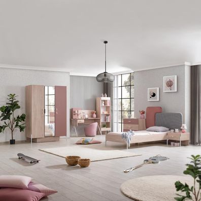 Kinderzimmer Rosetta 6-teilig in Rosa/Eiche Holzoptik