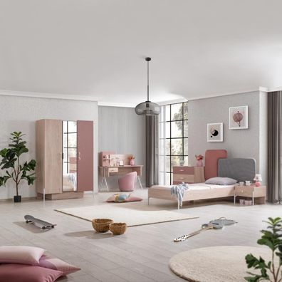 Jugendzimmer Rosetta 5-teilig in Rosa/Eiche Holzoptik