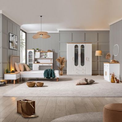 Kinderzimmer Vita Bohem 6-teilig in Weiß/Holzoptik