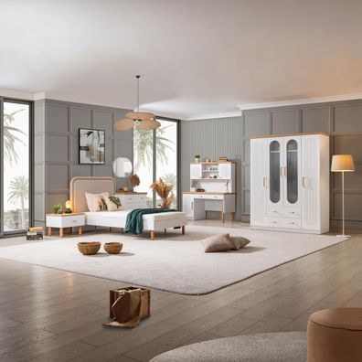 Jugendzimmer Vita Bohem 5-teilig in Weiß/Holzoptik