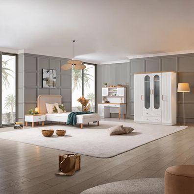 Jugendzimmer Vita Bohem 4-teilig in Weiß/Holzoptik