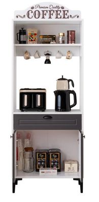 Küchenschrank Pera Coffee ? mit LED in Anthrazit/Weiß