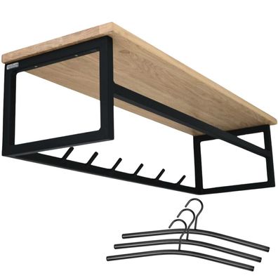 Wandgarderobe mit Ablage aus Eiche und Metall - ohne Baumkante