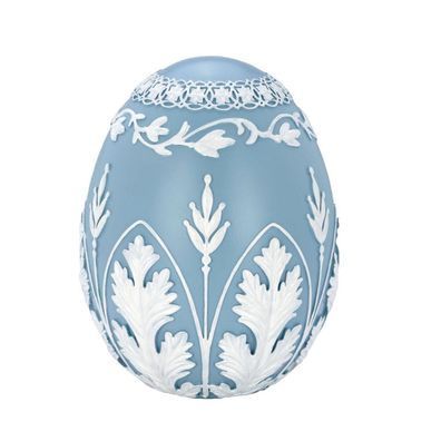 Deko-Ei 16 cm blau-weiss Wedgwood Stil aus Kunststein Osterei Sammler Schmuckei