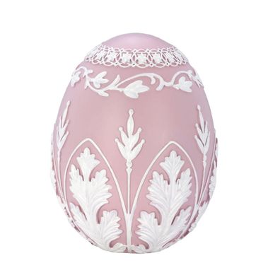 Deko-Ei 16 cm rosa-weiss Wedgwood Stil aus Kunststein Osterei Sammler Schmuckei