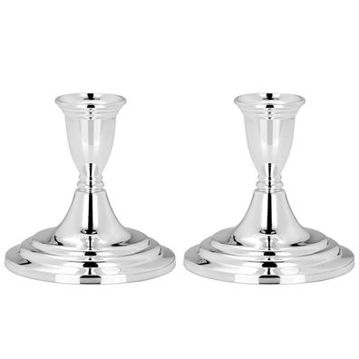 Kerzenleuchter Paar ca. 10 cm Stabkerzenhalter versilbert Kerzenständer 2er Set