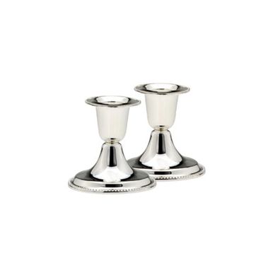 Kerzenhalter Set ca 7 cm versilbert Leuchterpaar 2-tlg Stabkerzenhalter Leuchter