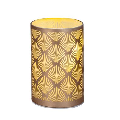 Tisch-Windlicht 8,5 x 11,5 cm Kupfer LED Glaswindlicht Deko-Licht Stimmungslicht