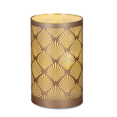 Tisch-Windlicht 9 x 15 cm kupfer LED Glaswindlicht Deko-Lichtglas Stimmungslicht