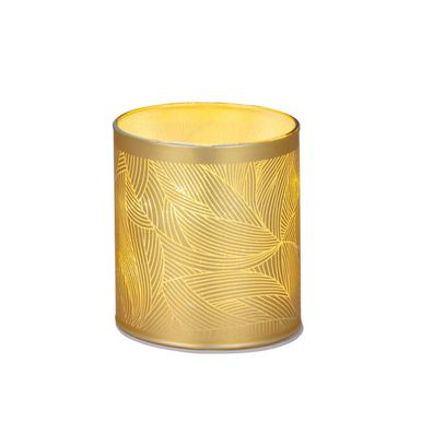 Tisch-Windlicht 8,5 x Ø 7,5 cm gold LED Glaswindlicht Deko-Licht Stimmungslicht