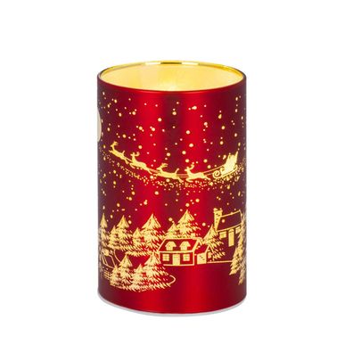 Tisch-Windlicht 11,5 x Ø 7,5 cm rot LED Glaswindlicht Deko-Licht Stimmungslicht