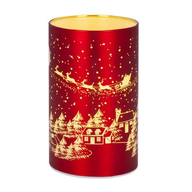 Tisch-Windlicht 15 x Ø 9 cm rot LED Glaswindlicht Deko-Lichtglas Stimmungslicht