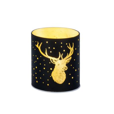 Tisch-Windlicht 8,5 x 7,5 cm schwarz LED Glaswindlicht Deko-Licht Stimmungslicht