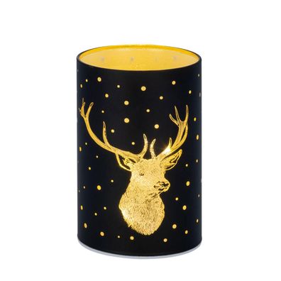 Tisch-Windlicht 11,5x7,5 cm schwarz LED Glaswindlicht Deko-Licht Stimmungslicht