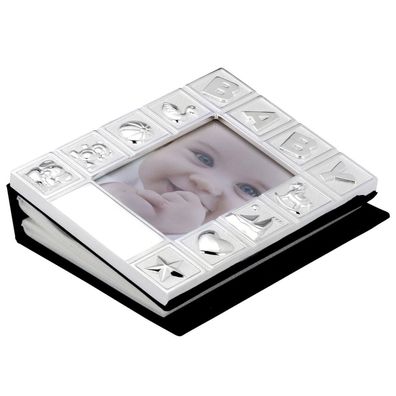 Fotoalbum Baby Foto Front 9x13 cm innen bis 10x15 cm versilbert bis zu 72 Bilder