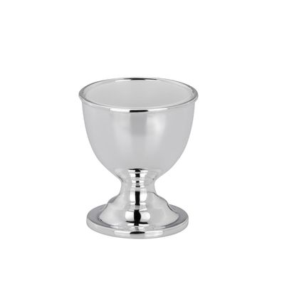Eierbecher Ø ca. 5 cm auf Fuß stehend versilbert Eihalter Frühstückseierbecher