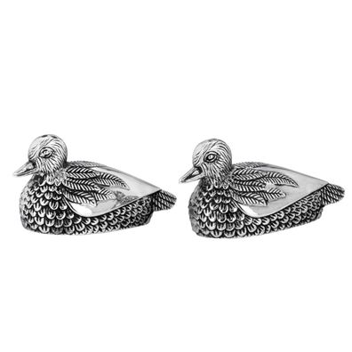Streuerpaar Enten je 7,3 x 3,3 x 3,8 cm Salz-Pfefferstreuer Set antik versilbert