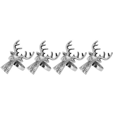Serviettenringe Set 4 Stück Aluminium Serviettenhalter Tierform Hirsch Silber