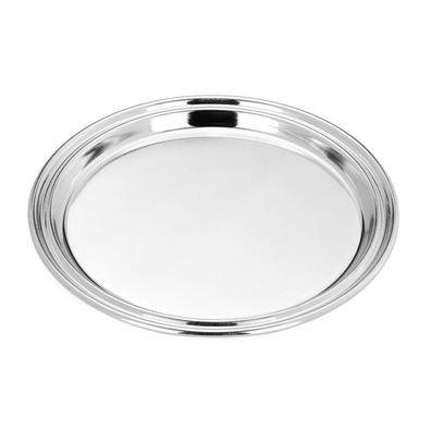Deko Tablett 17 cm rund Serviertablett versilbertes Küchentablett Silbertablett