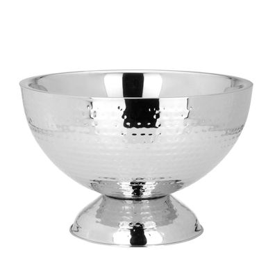 Flaschenkühler 32 cm Edelstahl gehämmert doppelwandig Sektkühler Getränkekühler