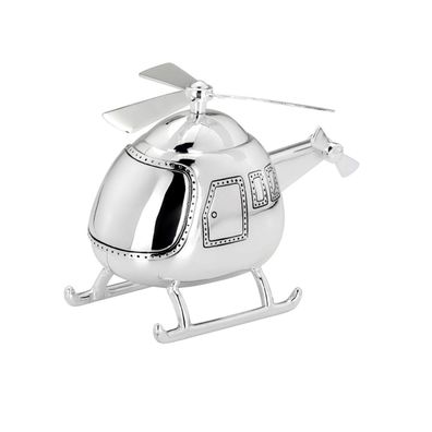 Spardose Helikopter versilbert Kinder Sparbüchse Münzbox Sparschwein Money Bank