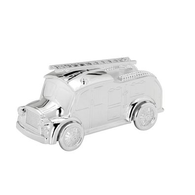 Spardose Feuerwehr versilbert Kinder Sparbüchse Münzbox Sparschwein Money Bank