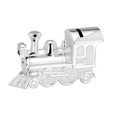 Spardose Lokomotive versilbert Kinder Sparbüchse Münzbox Sparschwein Money Bank