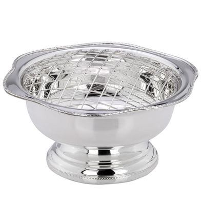 Blumenschale mit Steckgitter Ø 20 cm Gesteckschale versilbert Blumen Deko Schale