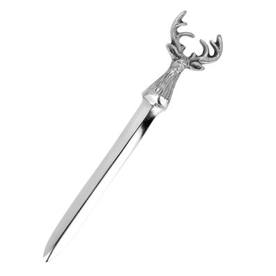 Brieföffner Hirsch 21 cm Silber Aluminium Kuvertöffner Messer zum Briefe öffnen