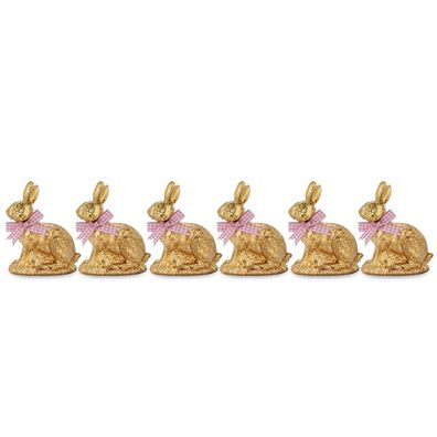 Mini Deko-Hasen-Set 6 Stück sitzend goldfarben Dekofiguren 10,4 cm Häschen Satz