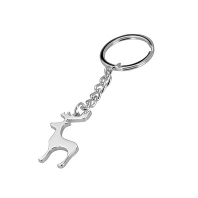 Schlüsselanhänger Hirsch-Motiv 10,5 cm versilbert Schlüsselbund Anhänger Ring