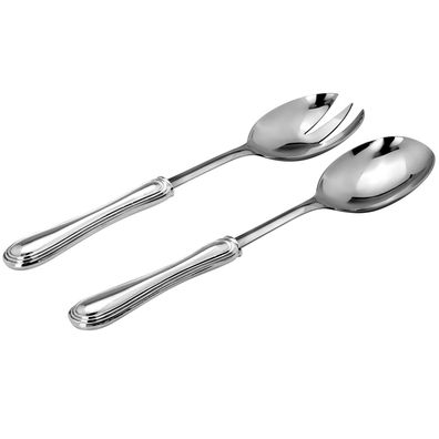 Salatbesteck 2-tlg. Gabel Löffel 24 cm versilbert Edelstahl Salat-Servierbesteck