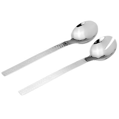 Salatbesteck Set 28 cm Edelstahl gehämmert Salatlöffel Salatgabel Servierbesteck