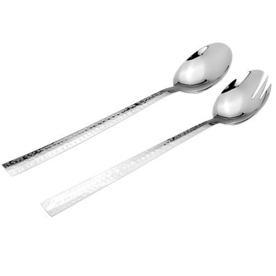 Salatbesteck Set 29 cm Salatlöffel Salatgabel Edelstahl gehämmert Servierbesteck